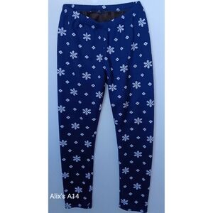 Just Cozy‎  Fleece Lined Leggings Women's  Snowflake Blue White Holiday One Size